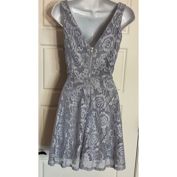 Speechless Blue/Silver Lace Overlay Party/Cocktail/Wedding Mini Dress M - Picture 4 of 8